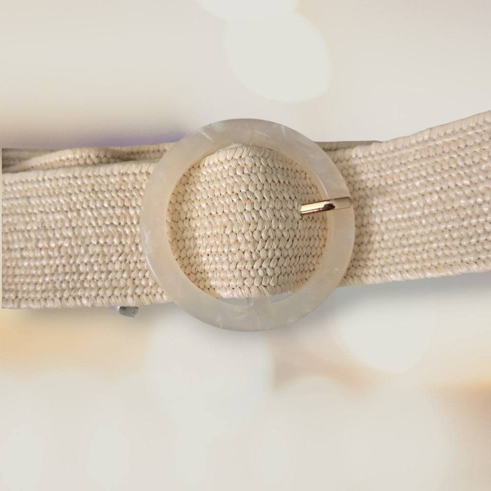 J.Crew Factory Stretch Woven Waist Belt – Natural Straw – One Size – New - Picture 3 of 5